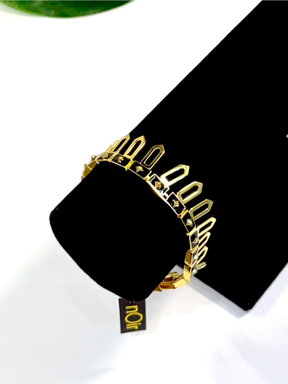 nOir Traverse Gold Black Geometric Bracelet NWT